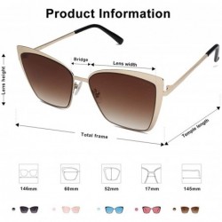 Round Cateye Sunglasses for Women Fashion Mirrored Lens Metal Frame SJ1086 - C8 Gold Frame/Gradient Brown Lens - CT18HA8NXDY ...