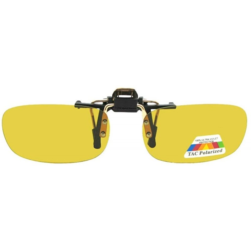 Rectangular Polarized Rectangle Yellow Flip Up Sunglass - Gold/Black Frame-polarized Yellow Lenses - C7180MYHO62 $16.15