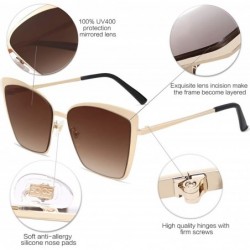 Round Cateye Sunglasses for Women Fashion Mirrored Lens Metal Frame SJ1086 - C8 Gold Frame/Gradient Brown Lens - CT18HA8NXDY ...