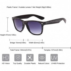 Square Retro Faux Wood Print Horn Rimmed Square Sunglasses Vintage Eyewear - Black Wood Printgrey Gradient - CZ18S4K4D87 $11.11