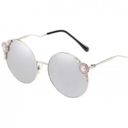 Rimless Fashion Women's UV Protection Round Pearl Sunglasses - Silver Frame/Silver - CB1902UOUWS $27.76