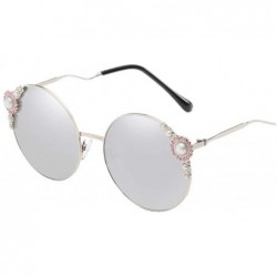 Rimless Fashion Women's UV Protection Round Pearl Sunglasses - Silver Frame/Silver - CB1902UOUWS $14.43