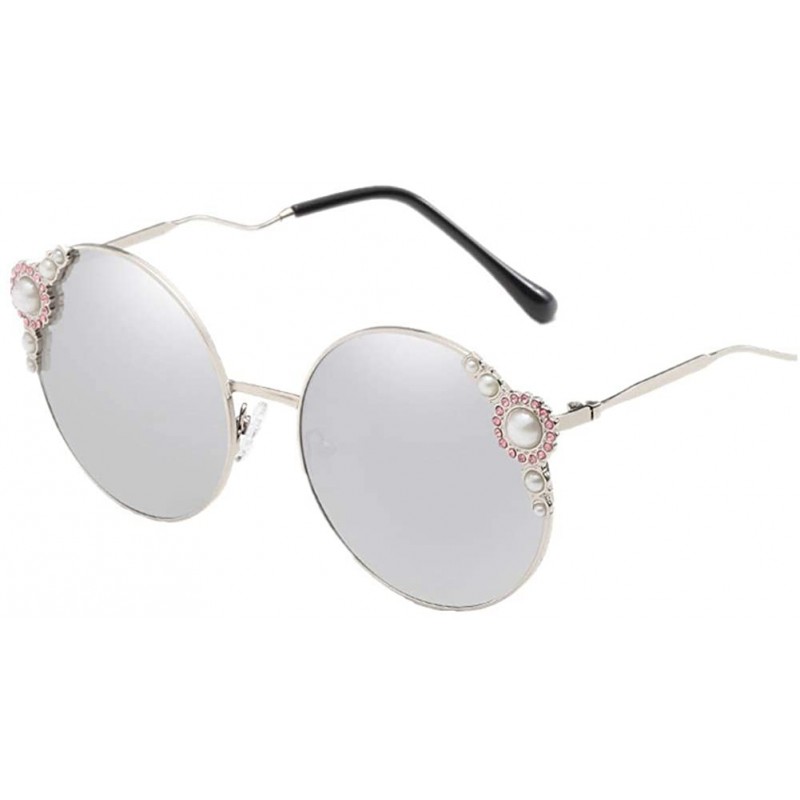 Rimless Fashion Women's UV Protection Round Pearl Sunglasses - Silver Frame/Silver - CB1902UOUWS $14.43