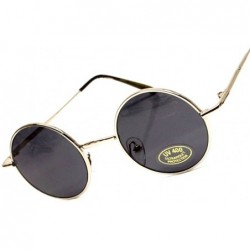 Round Tiny Round Circle Vintage Retro Metal Sunglasses V01 (Sd Silver Black- Uv400) - CS118E6OY7T $16.46