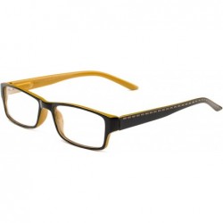 Square Unisex Two Tone Sleek Spring Temple Fashion Clear Lens Glasses - Black/Mustard - C612NH97AE1 $9.41