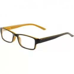 Square Unisex Two Tone Sleek Spring Temple Fashion Clear Lens Glasses - Black/Mustard - C612NH97AE1 $19.57