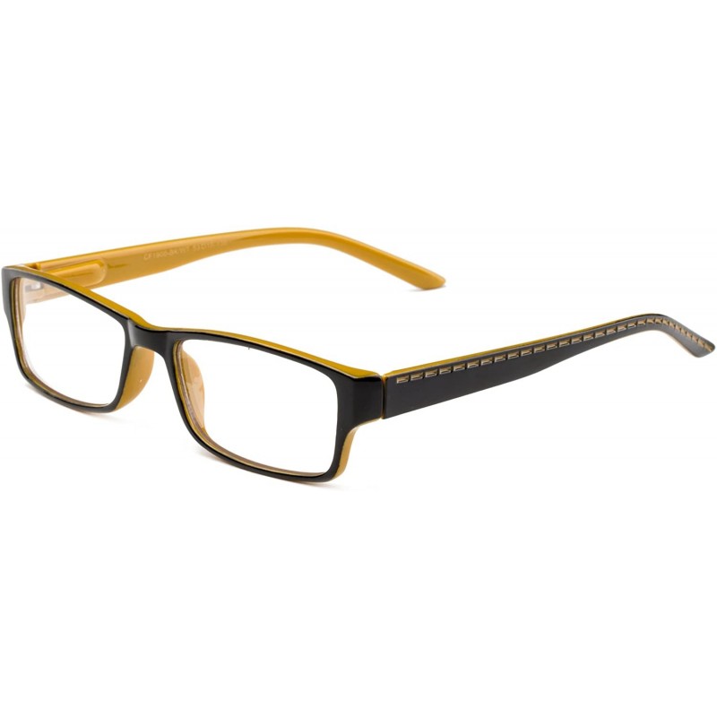 Square Unisex Two Tone Sleek Spring Temple Fashion Clear Lens Glasses - Black/Mustard - C612NH97AE1 $9.41