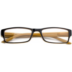 Square Unisex Two Tone Sleek Spring Temple Fashion Clear Lens Glasses - Black/Mustard - C612NH97AE1 $9.41