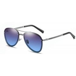 Round 2019 New brand designer unique metal fashion unisex luxury sunglasses UV400 - Grey Blue - CG18UA4EM0E $25.16