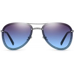 Round 2019 New brand designer unique metal fashion unisex luxury sunglasses UV400 - Grey Blue - CG18UA4EM0E $12.06