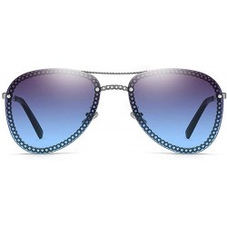 Round 2019 New brand designer unique metal fashion unisex luxury sunglasses UV400 - Grey Blue - CG18UA4EM0E $12.06