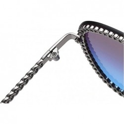 Round 2019 New brand designer unique metal fashion unisex luxury sunglasses UV400 - Grey Blue - CG18UA4EM0E $12.06