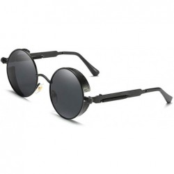 Round Retro sunglasses round polarized lenses hip hop style for men and women - Black Frame+black Lens - C418RH6OI3D $28.91
