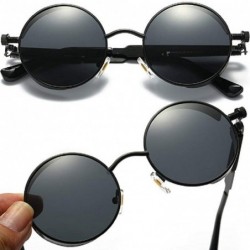 Round Retro sunglasses round polarized lenses hip hop style for men and women - Black Frame+black Lens - C418RH6OI3D $11.41