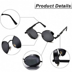 Round Retro sunglasses round polarized lenses hip hop style for men and women - Black Frame+black Lens - C418RH6OI3D $11.41