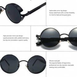 Round Retro sunglasses round polarized lenses hip hop style for men and women - Black Frame+black Lens - C418RH6OI3D $11.41