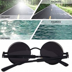 Round Retro sunglasses round polarized lenses hip hop style for men and women - Black Frame+black Lens - C418RH6OI3D $11.41