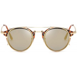 Round Clip On Sunglasses Steampunk Style and Round Mirrored Lens - D2 brown Mirror Lens+gold Frame - CD17WZIH9RS $16.90