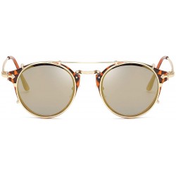 Round Clip On Sunglasses Steampunk Style and Round Mirrored Lens - D2 brown Mirror Lens+gold Frame - CD17WZIH9RS $16.90