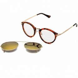 Round Clip On Sunglasses Steampunk Style and Round Mirrored Lens - D2 brown Mirror Lens+gold Frame - CD17WZIH9RS $16.90