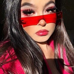 Rimless Sunglasses Women Luxury Designer Red Pink Clear Small Lens Personality Sun Glasses Shades - 2 - CI18Y7EGQ6X $18.48