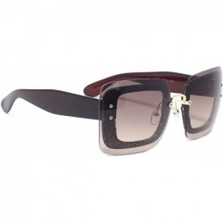 Aviator Fashion Outfit Oversized Square Sunglasses for Women - Brown - CT12OCDGYIN $16.83