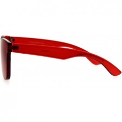 Shield Thick Solid Plastic Color Lens Horned Rim Panel Shield Sunglasses - Red - CG185QCSITE $15.90