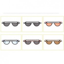 Round hot Chic flat top small frame round sunglasses for women brand designer 2019 new - Yellow&leopard - CE18NUCLSW8 $8.18