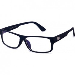 Square "Kayden" Retro Unisex Plastic Fashion Clear Lens Glasses - Rubber Navy - CG11CGYAO2D $20.37