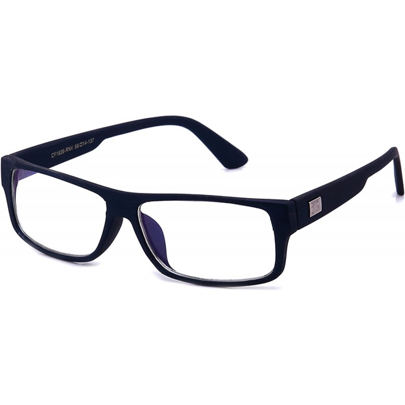 Square "Kayden" Retro Unisex Plastic Fashion Clear Lens Glasses - Rubber Navy - CG11CGYAO2D $9.83