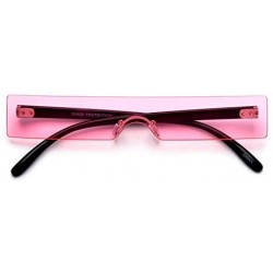 Rimless Sunglasses Women Luxury Designer Red Pink Clear Small Lens Personality Sun Glasses Shades - 2 - CI18Y7EGQ6X $18.48