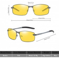 Rectangular Photochromic Day Night Vision Driving Glasses Anti-glare for Foggy/Cloudy/Rainy - Gun/Yellow Night Vision - CP18W...