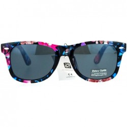 Square Floral Flower Print Sunglasses Classic Designer Fashion Square Frame - Blue Purple - C3188CRATRH $12.87