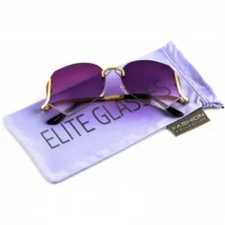 Square OVERSIZED VINTAGE Style SUN GLASSES Upside Down Rimless Fashion - Purple - CZ17XW0EM2W $19.12