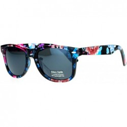 Square Floral Flower Print Sunglasses Classic Designer Fashion Square Frame - Blue Purple - C3188CRATRH $12.87