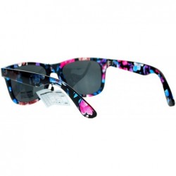 Square Floral Flower Print Sunglasses Classic Designer Fashion Square Frame - Blue Purple - C3188CRATRH $12.87