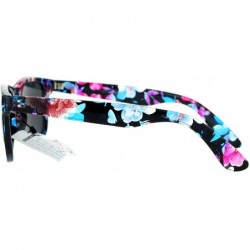 Square Floral Flower Print Sunglasses Classic Designer Fashion Square Frame - Blue Purple - C3188CRATRH $12.87