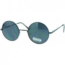 Round Thin Lite Metal Frame Round Circle Sunglasses Spring Hinge - Black - C3186GK04ZQ $22.02