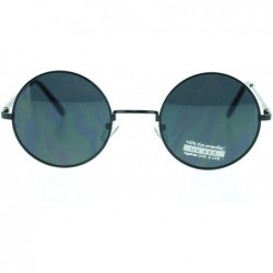 Round Thin Lite Metal Frame Round Circle Sunglasses Spring Hinge - Black - C3186GK04ZQ $9.44