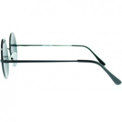 Round Thin Lite Metal Frame Round Circle Sunglasses Spring Hinge - Black - C3186GK04ZQ $9.44