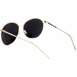 Round Womens Sunglasses Oversized Irregular Round Metal Frame Mirror Lens - Gold (Blue Mirror) - CE1873D2EE5 $11.51