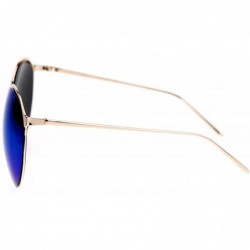 Round Womens Sunglasses Oversized Irregular Round Metal Frame Mirror Lens - Gold (Blue Mirror) - CE1873D2EE5 $11.51