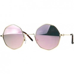 Round Round Octagon Shape Sunglasses Vintage Thin Metal Fashion Mirror Lens - Gold (Pink Mirror) - CA1806AI47R $19.23