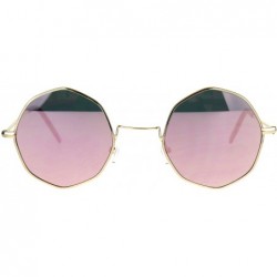 Round Round Octagon Shape Sunglasses Vintage Thin Metal Fashion Mirror Lens - Gold (Pink Mirror) - CA1806AI47R $11.13