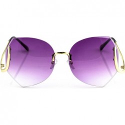 Square OVERSIZED VINTAGE Style SUN GLASSES Upside Down Rimless Fashion - Purple - CZ17XW0EM2W $9.17