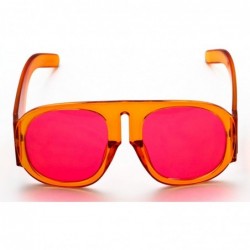Goggle Oversize Goggle Frame Sunglasses Gradient Lens Vintage Women Fashion Shades - Orange Transparent/Pink Lens - CI18DNI83...