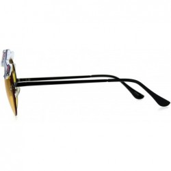 Round Rainbow Unicorn Heart Metal Pin Rimless Round Hippie Sunglasses - Yellow - CE180ZZ9U7C $8.72
