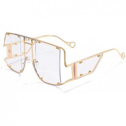 Square Oversized Fashion Sunglasses Glasses - Transparent - CN18ZUX9OES $24.15