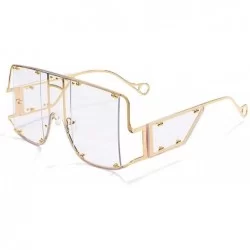 Square Oversized Fashion Sunglasses Glasses - Transparent - CN18ZUX9OES $38.84