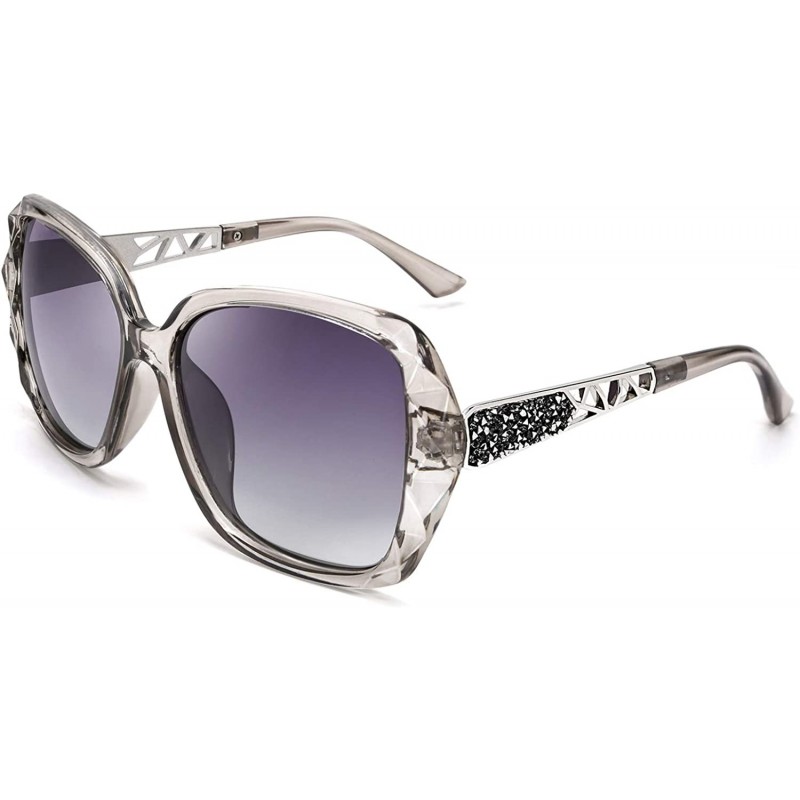 Oversized Classic Polarized Women Sunglasses Sparkling Composite Frame B2289 - Gray - CZ1983A7DQT $16.27